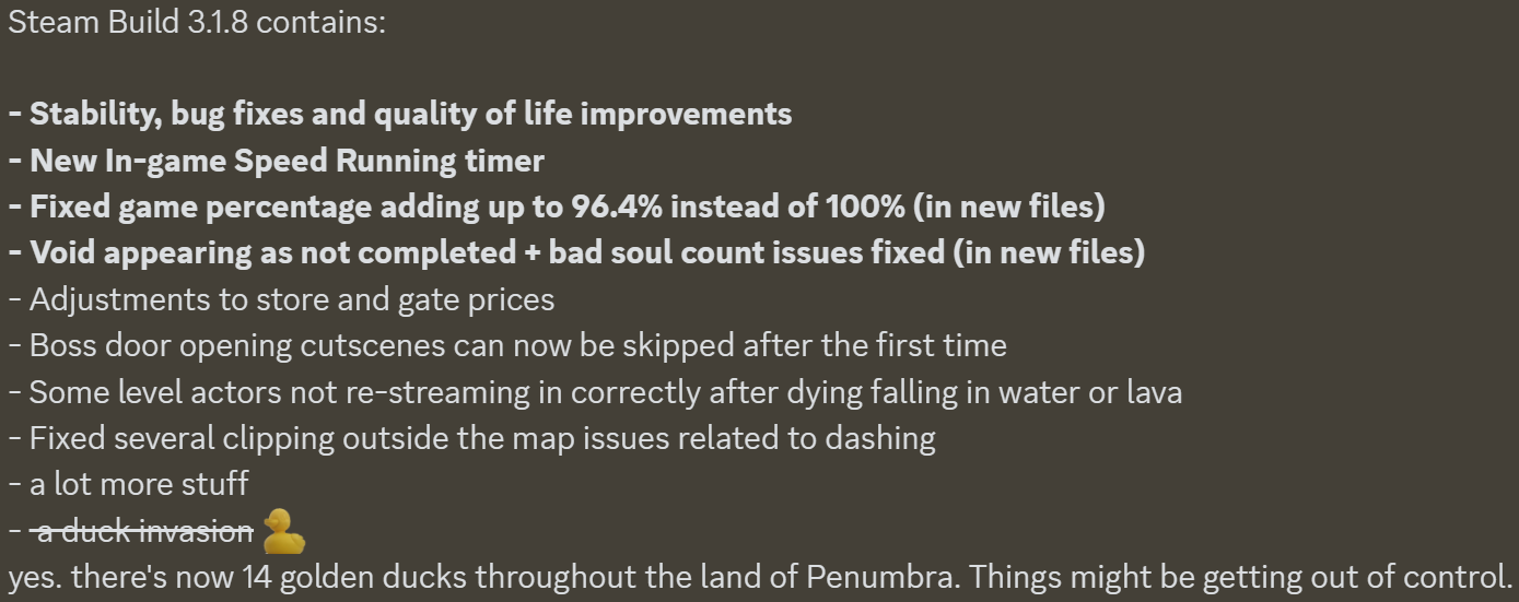 the patch notes which included duck invasion