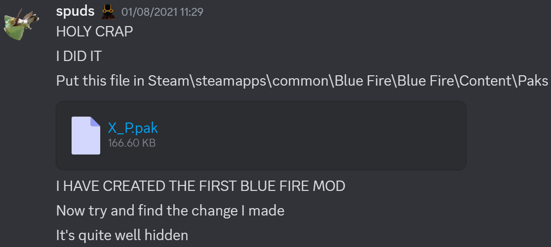 i have created the first blue fire mod